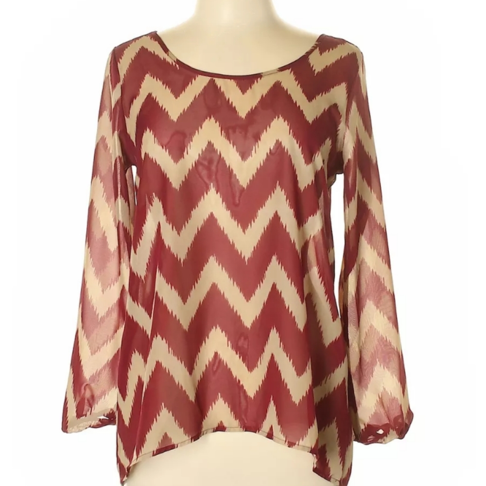 Charming Charlie Chevron Top with Criss Cross Back